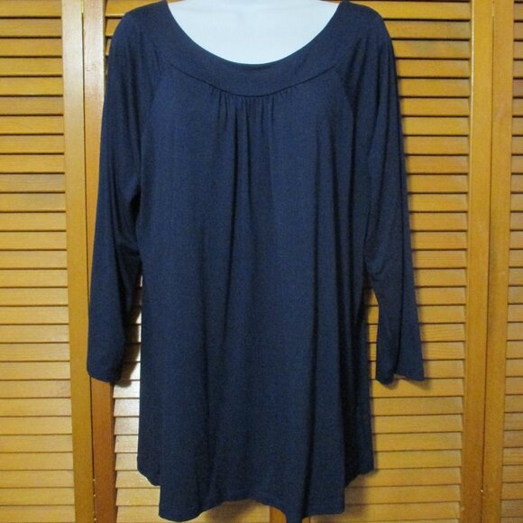 Tweeds navy blue top lightweight 3/4 sleeve soft stretchy pullover size XL - Picture 1 of 5